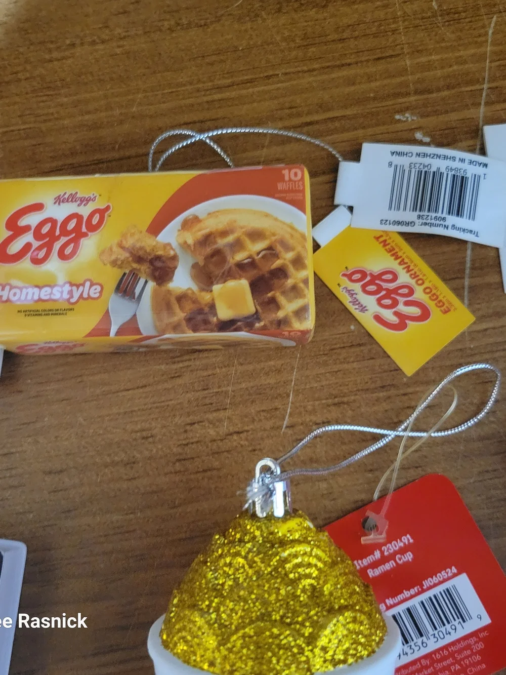 Set Of 4 Christmas Ornaments Beetlejuice, Meangirls, Eggo Waffles, And Ramen Cup